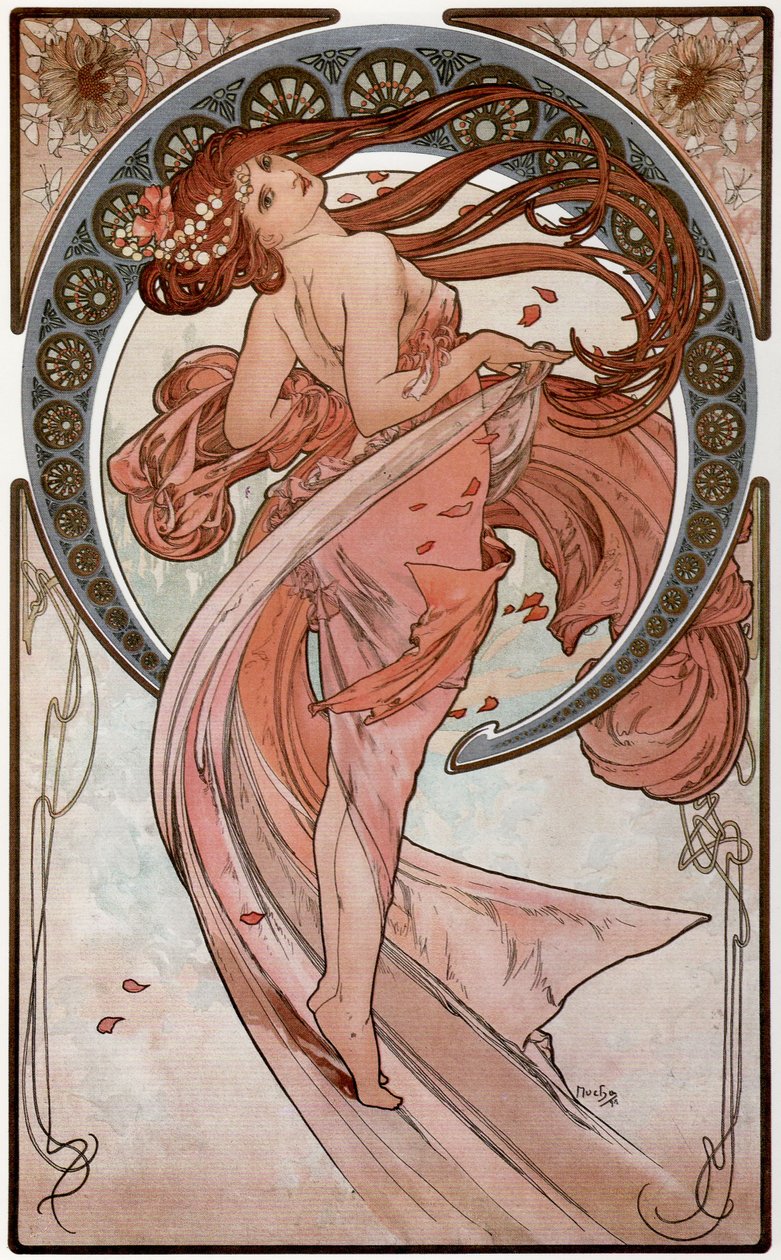 Tánc a Művészetek sorozatból, 1898 alkotó: Alphonse Mucha