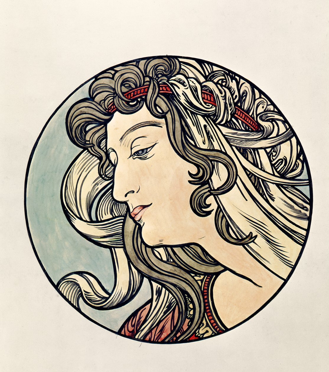 Egy nő feje alkotó: Alphonse Mucha