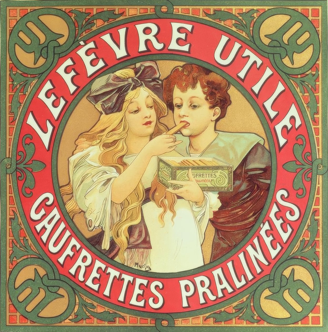 Lefèvre-Utile / Praliné ostya alkotó: Alphonse Mucha