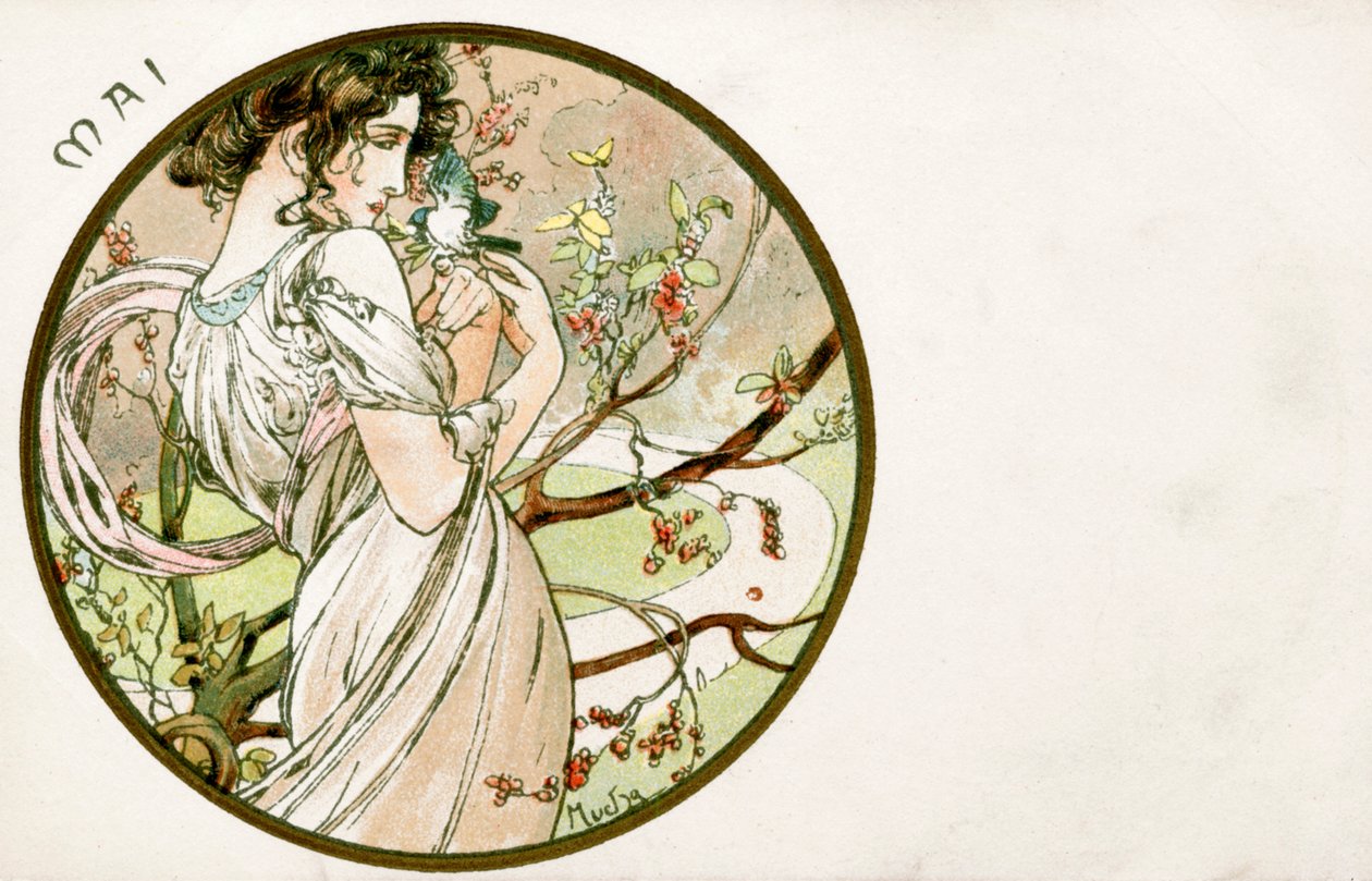 "Május", 1900 alkotó: Alphonse Mucha
