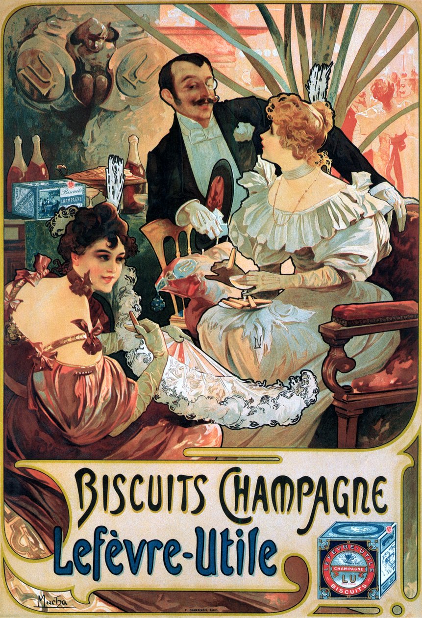 Poszter Reklám Biscuits Champagne Lefèvre-Utile alkotó: Alphonse Mucha
