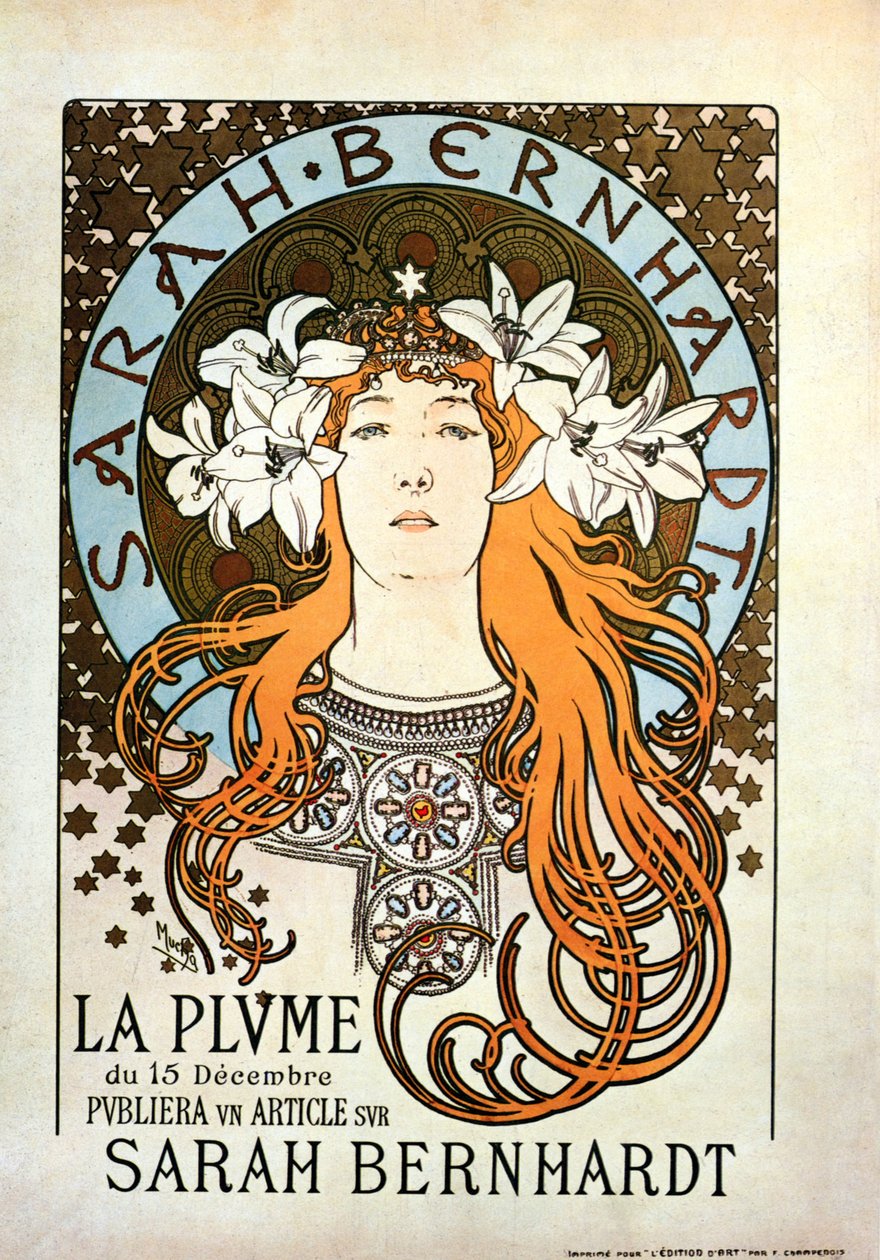 Sarah Bernhardt, La Plume, 1896. december 15 alkotó: Alphonse Mucha
