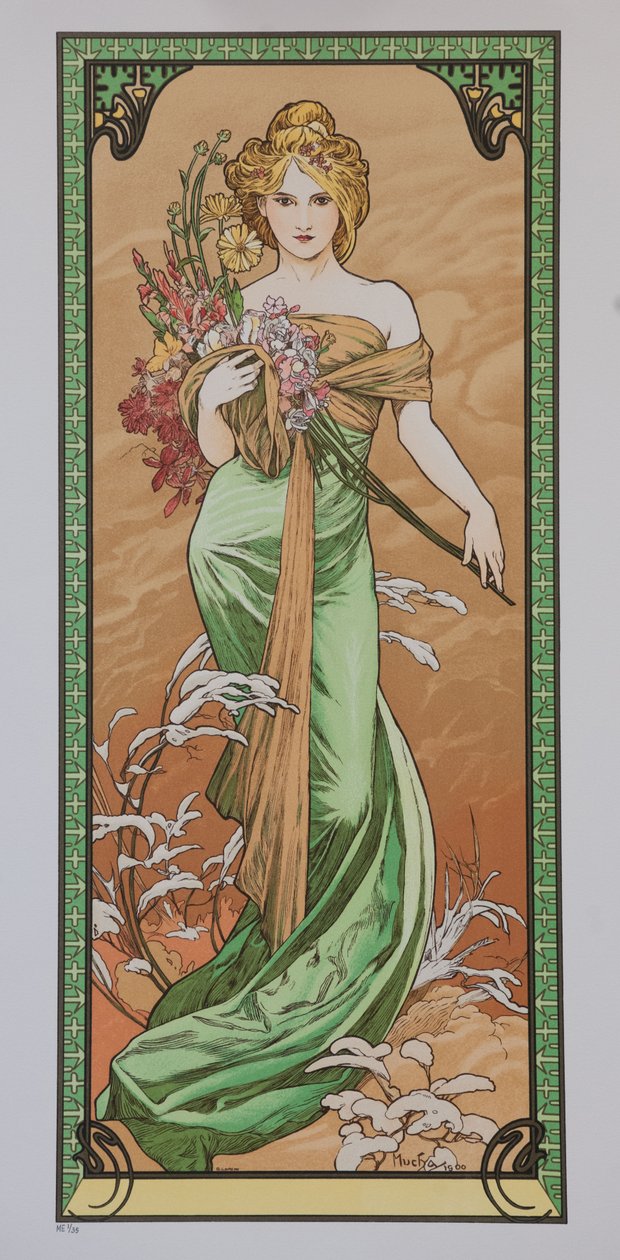 Tavasz a Les Saisons sorozatból, 1900. alkotó: Alphonse Mucha