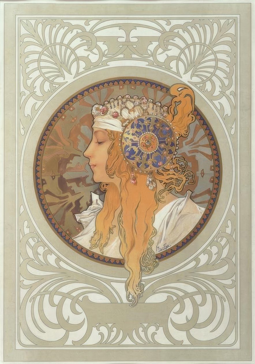 Bizánci fej: Szőke alkotó: Alphonse Mucha