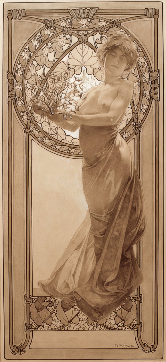 Előzetes rajz a 8. táblázathoz alkotó: Alphonse Mucha