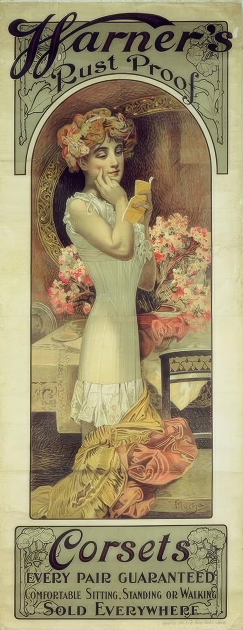 Warner rozsdaálló fűzők alkotó: Alphonse Mucha