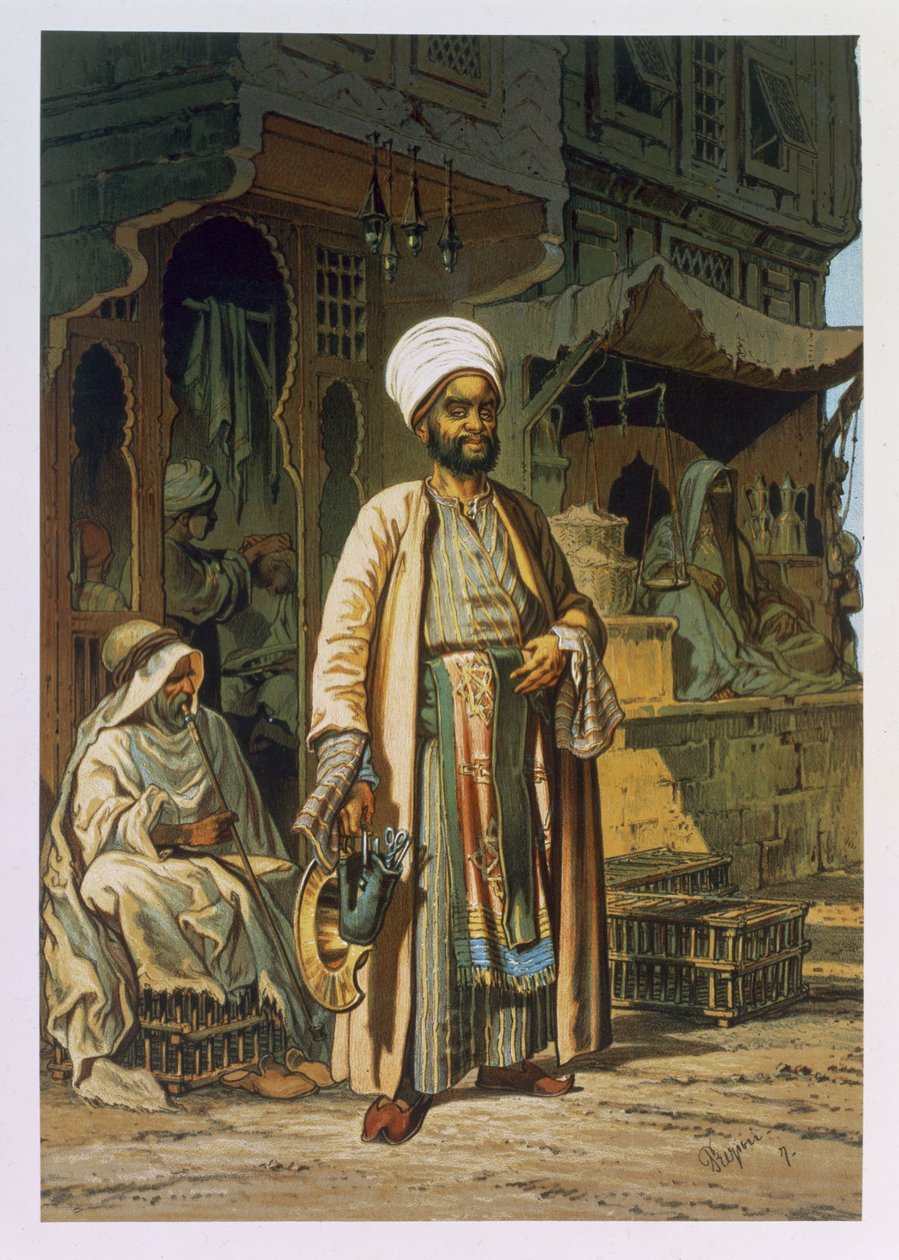 A borbély a "Souvenir of Cairo"-ból, 1862 alkotó: Amadeo Preziosi