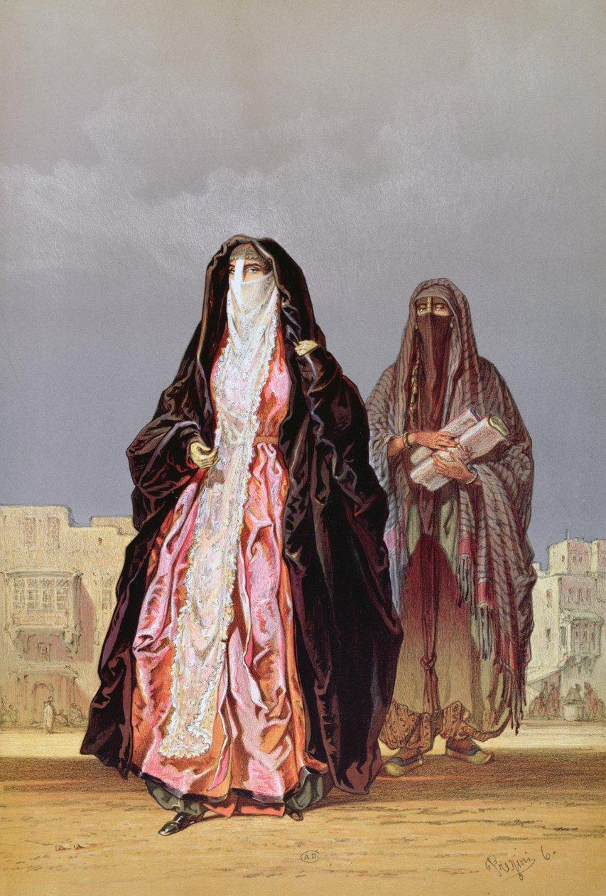 Fátyolos nők, a "Souvenir of Cairo"-ból, 1862 alkotó: Amadeo Preziosi