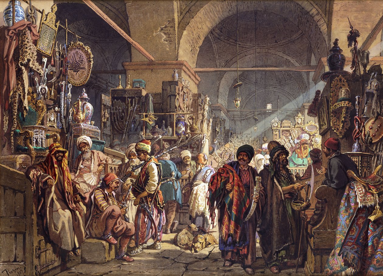 Egy török bazár, 1867 alkotó: Amadeo Preziosi