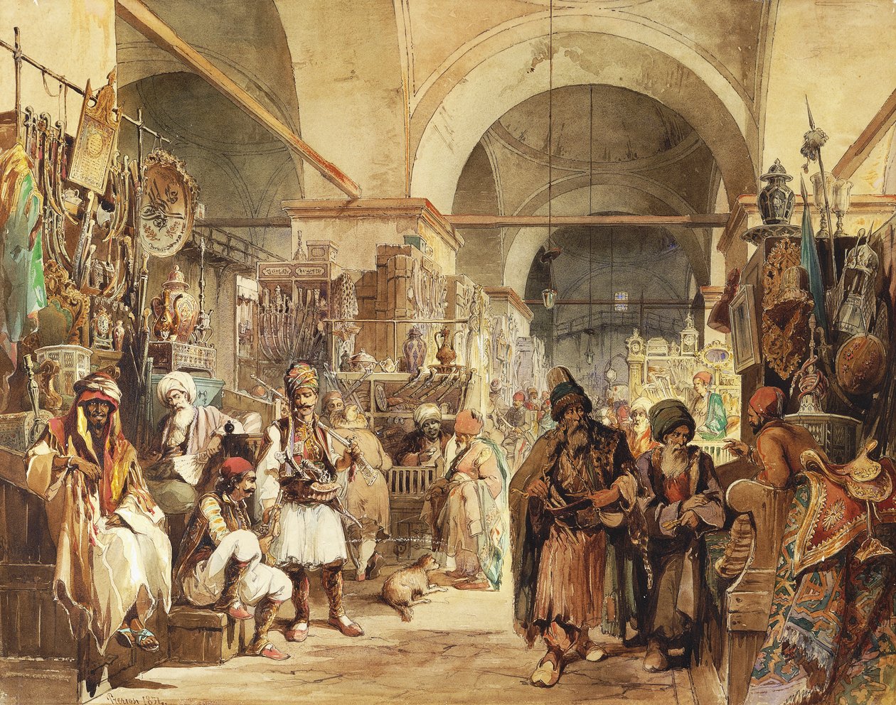 A Bazárban, 1854 alkotó: Amadeo Preziosi