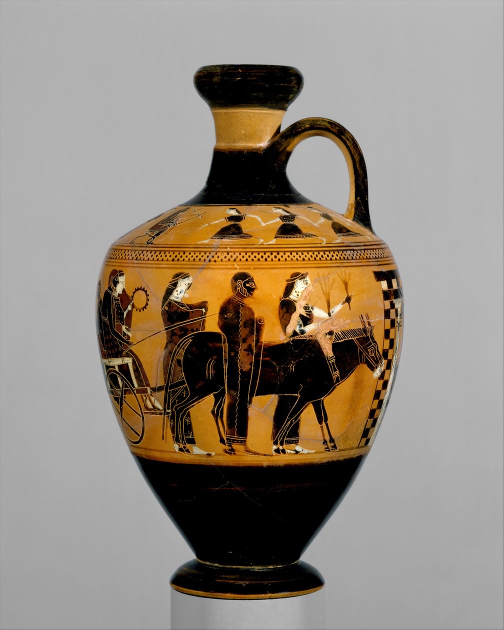 Terrakotta lekythos, ie 550–530 (terrakotta) alkotó: Amasis Painter
