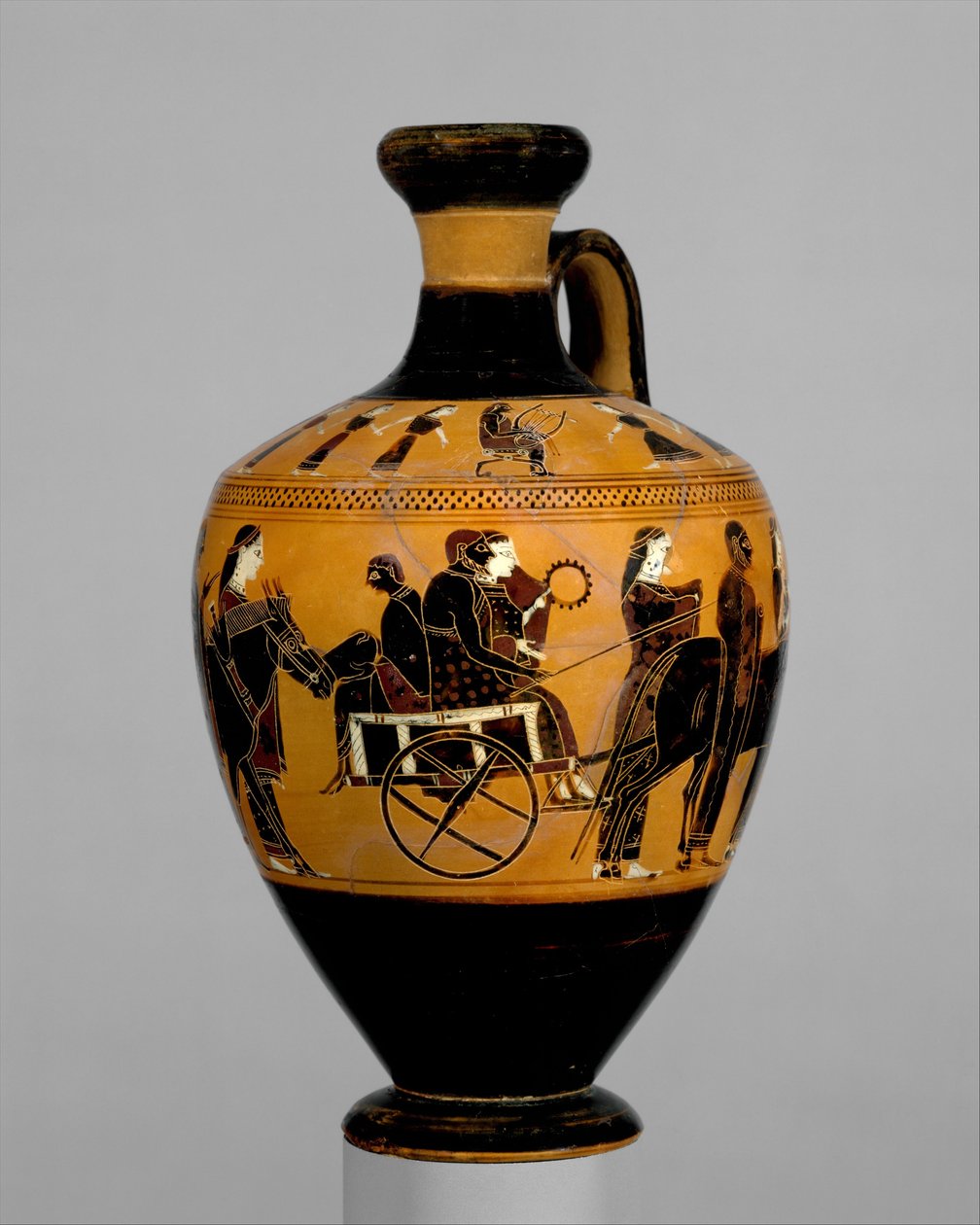 Terrakotta lekythos, ie 550–530 (terrakotta) alkotó: Amasis Painter