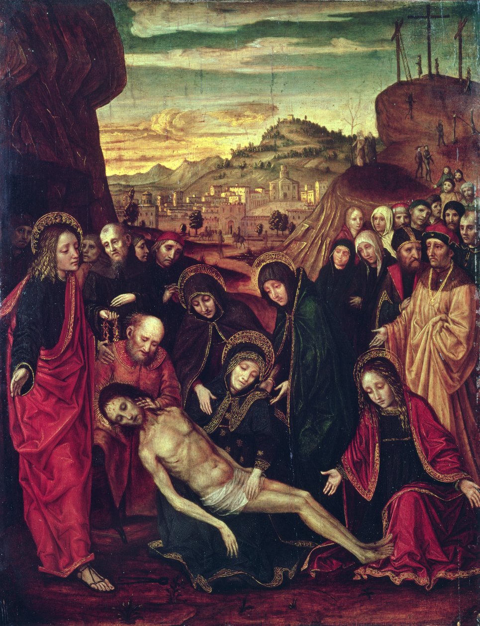 Halott Krisztus siralma alkotó: Ambrogio Bergognone