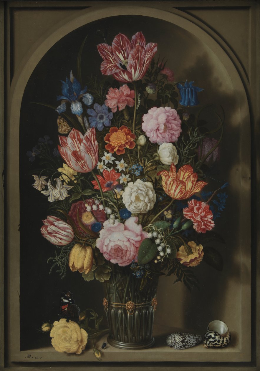 Virágcsokor egy kőfülkében alkotó: Ambrosius the Elder Bosschaert