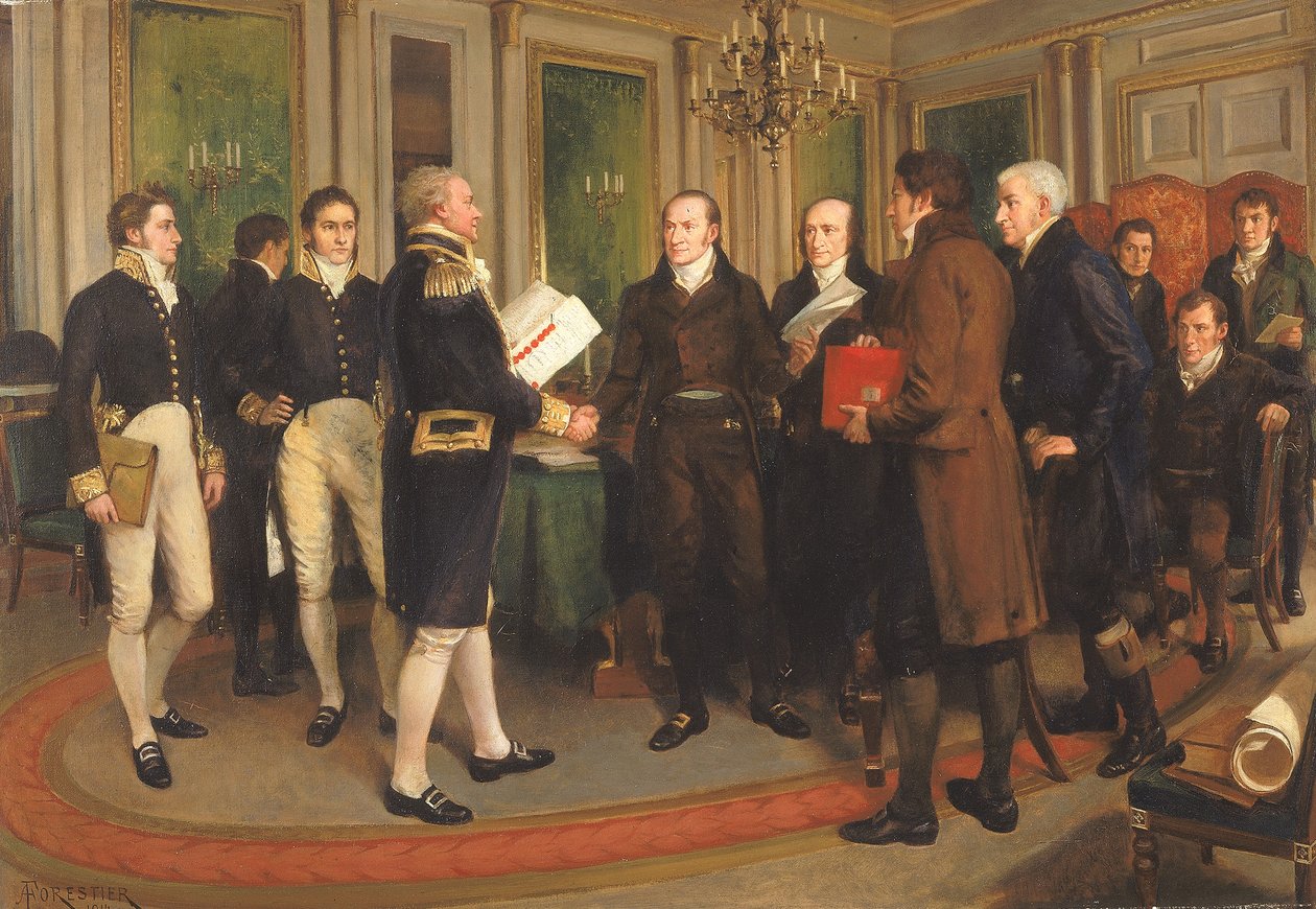 A genti békeszerződés aláírása, 1814 karácsony estéje, 1914 alkotó: Amedee Forestier