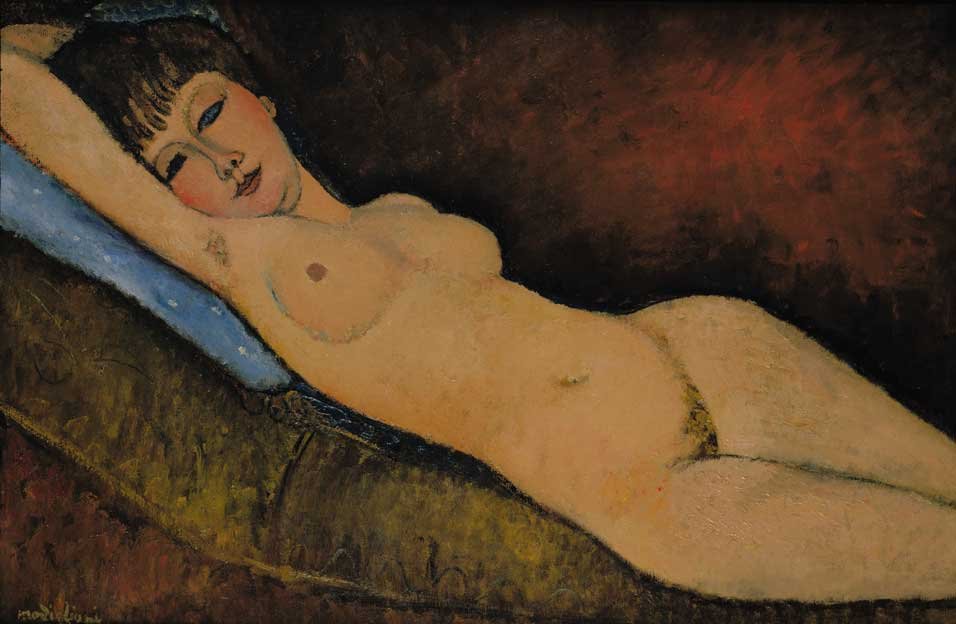Meztelen pelenka kék párnával alkotó: Amedeo Modigliani