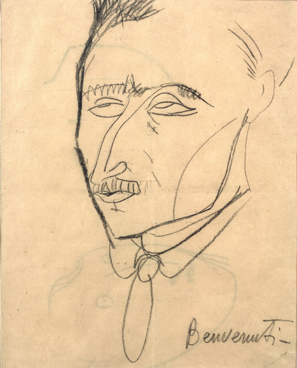 Aristide Sommati, 1908 körül (szén papíron) alkotó: Amedeo Modigliani