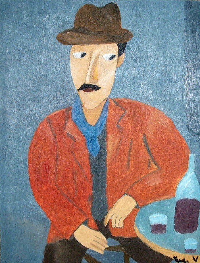 Ember borospohárral alkotó: Amedeo Modigliani