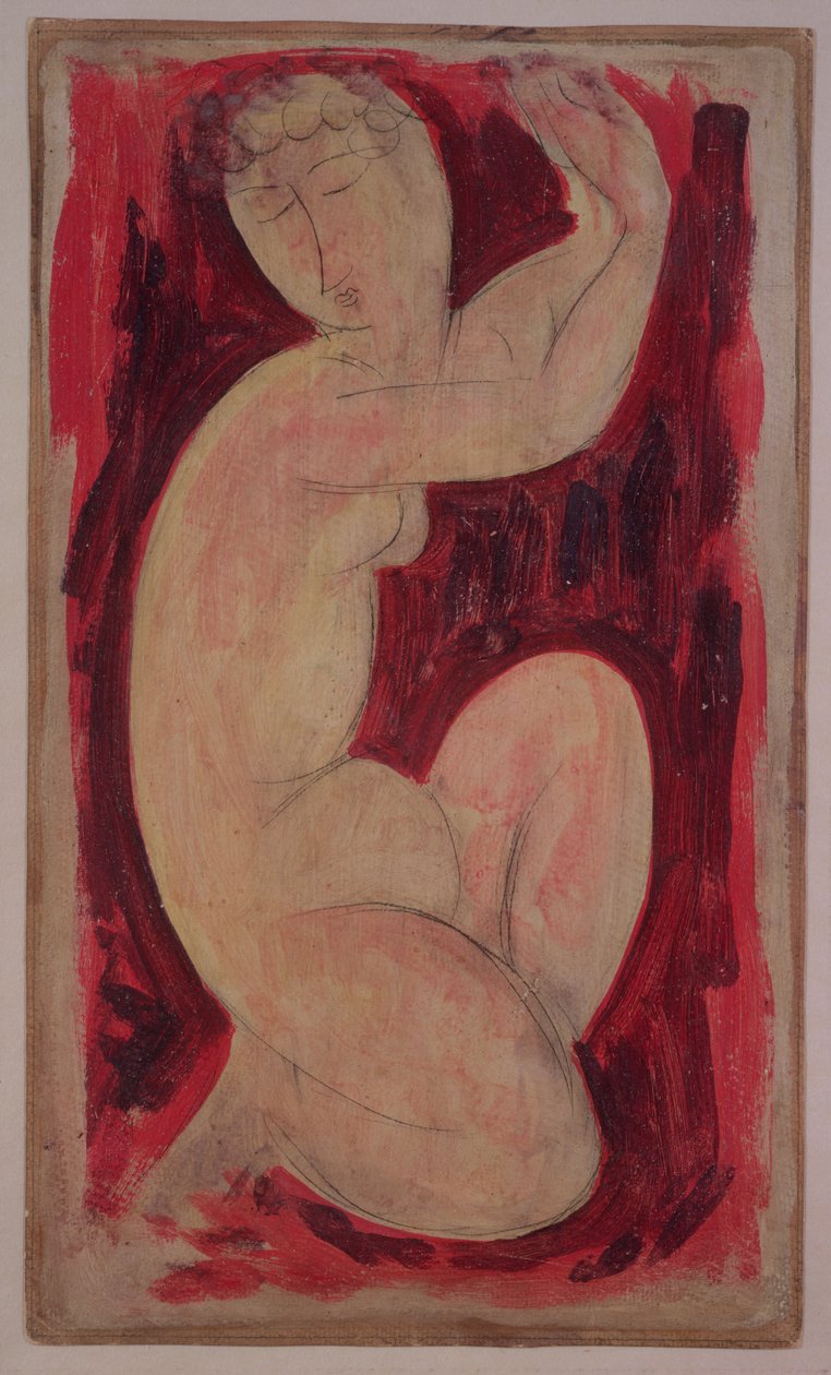 Red Caryatid, 1913 (olaj, tempera és zsírkréta a fedélzeten) alkotó: Amedeo Modigliani