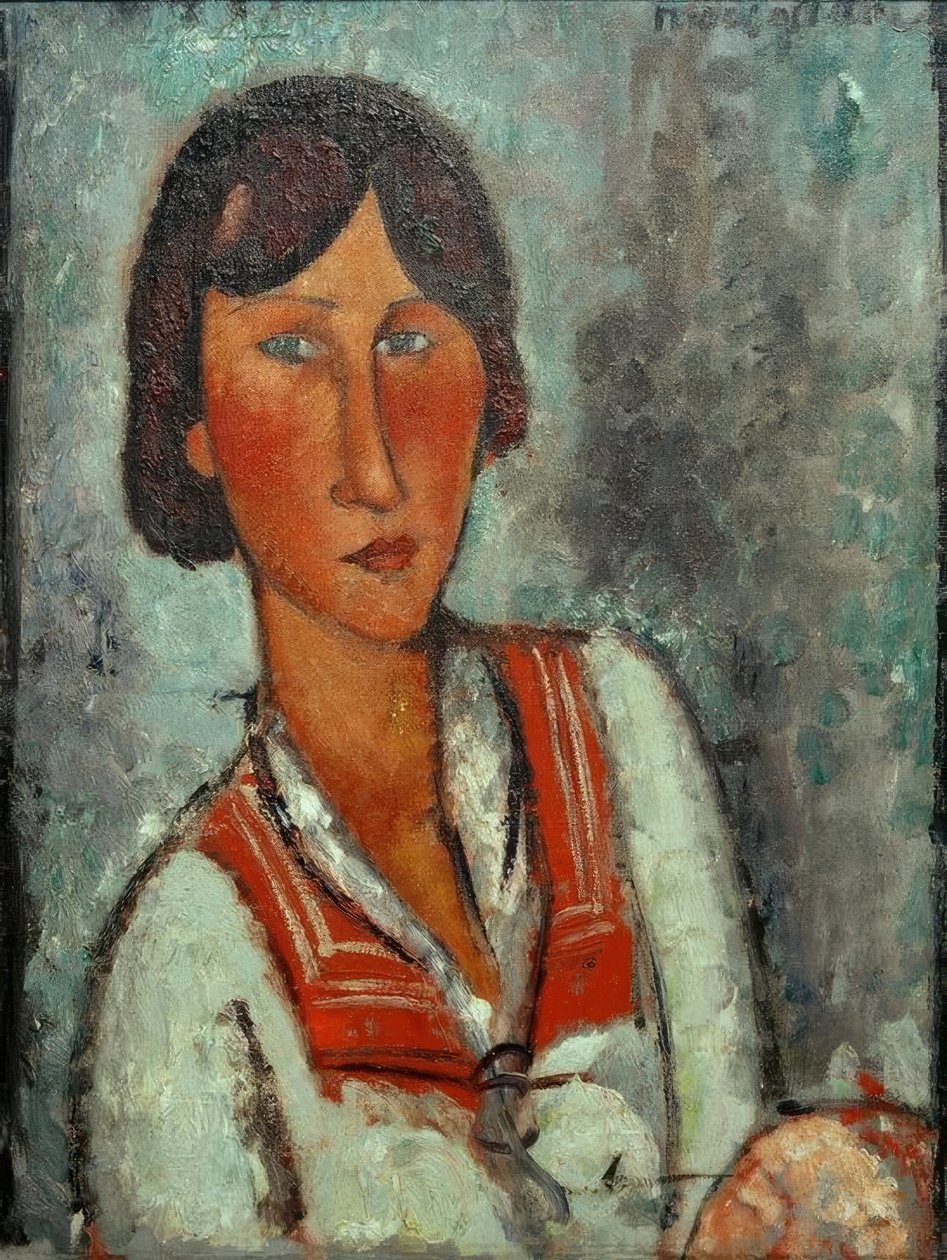 Fiatal nő félalakos portréja tengerészgallérral alkotó: Amedeo Modigliani