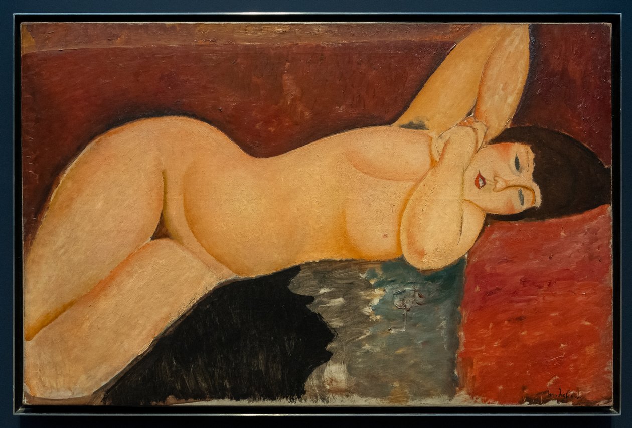 Fekvő női akt összekulcsolt kezekkel alkotó: Amedeo Modigliani
