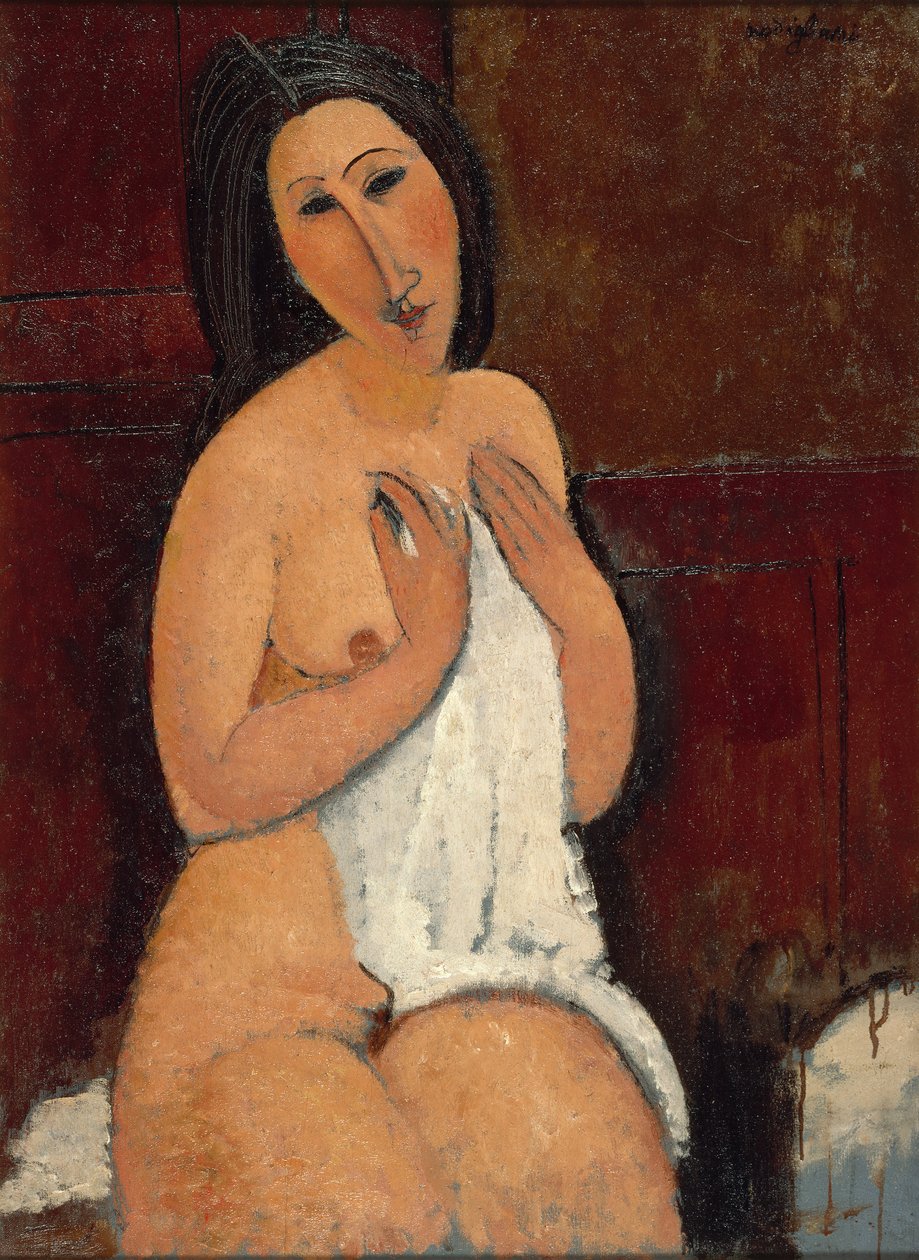 Ülő akt ingben, 1917. alkotó: Amedeo Modigliani