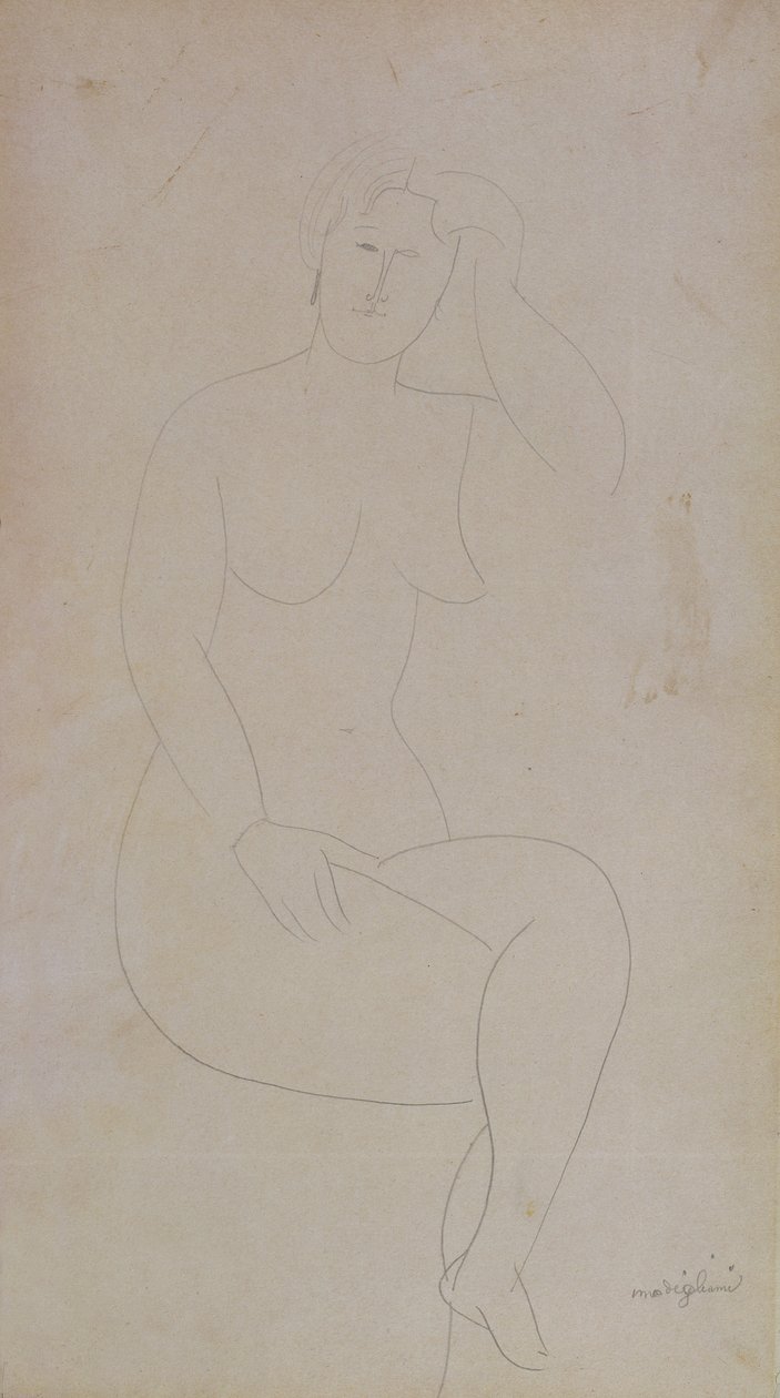 Meztelen álló lány (keresztbe tett lábakkal) alkotó: Amedeo Modigliani
