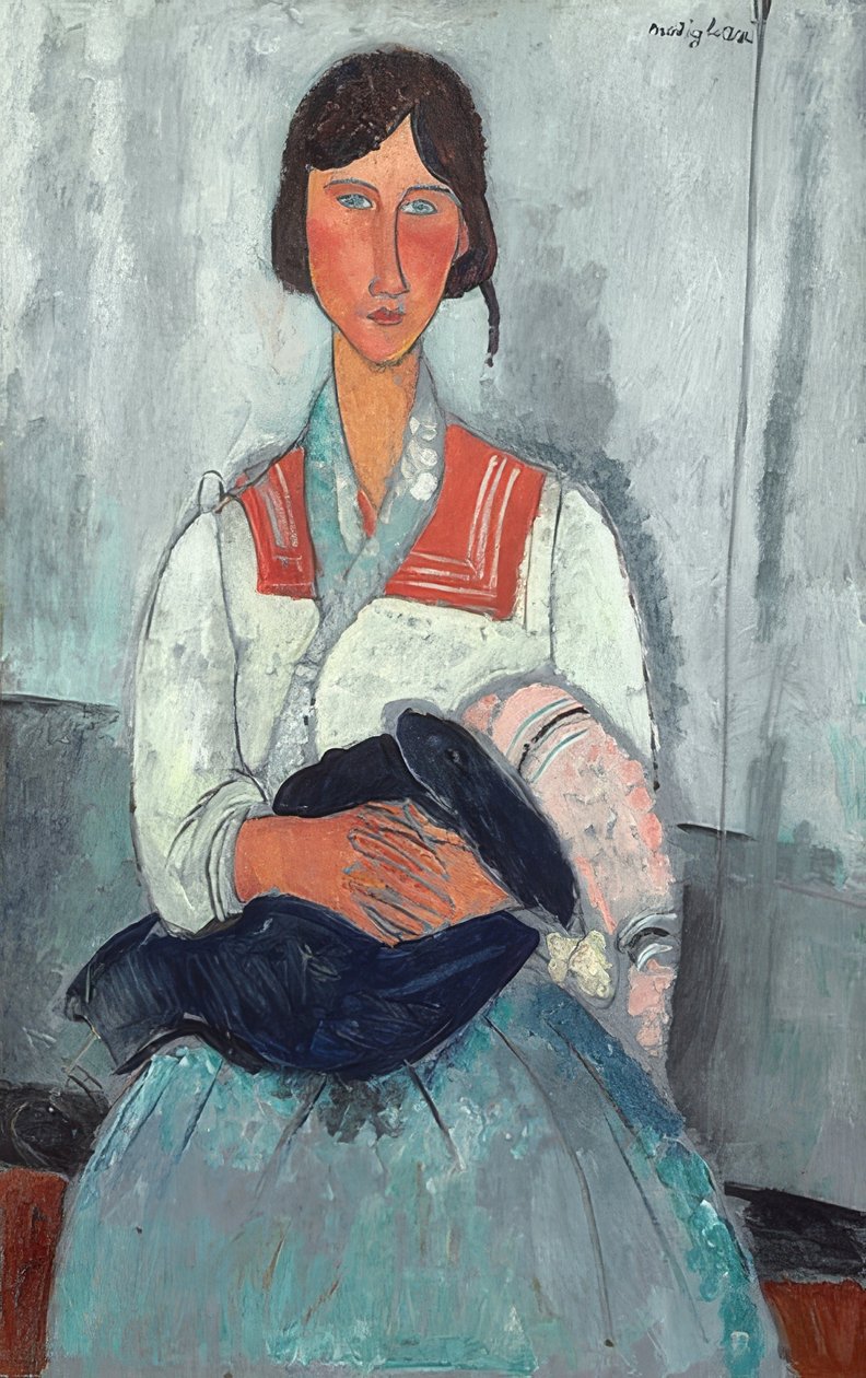 Cigány nő babával. 1919 alkotó: Amedeo Modigliani