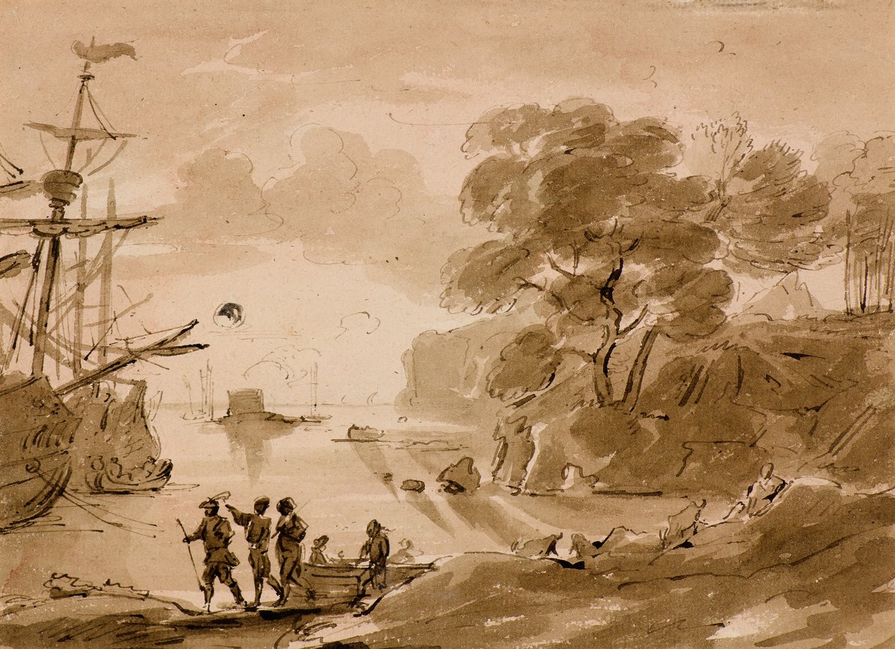 Untitled [parti jelenet], 1803 körül (toll és mosás) alkotó: Amelia Long