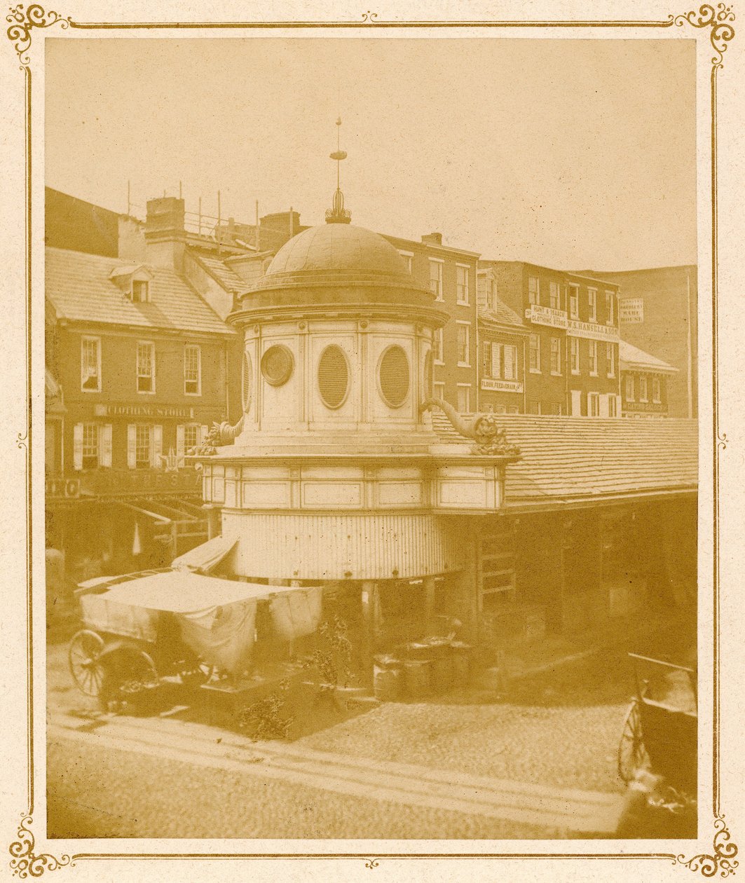 Market Terminus, Market Street elöl, 1859 (sónyomat) alkotó: American Photographer