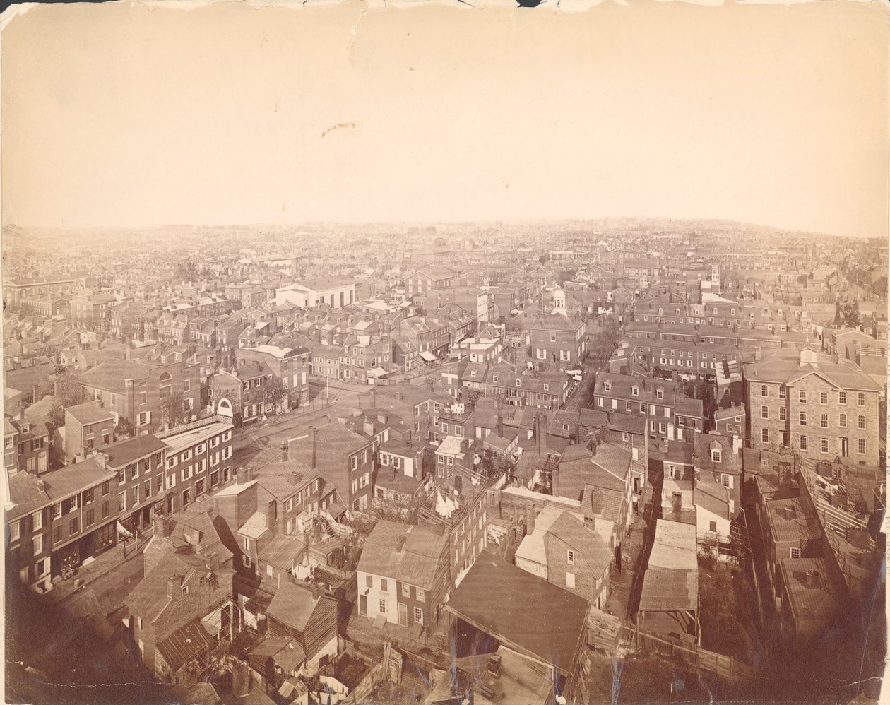 Panoráma Philadelphia a Sparks lövöldözős toronyból, északnyugati nézet, 1870 (album nyomtatás) alkotó: American Photographer