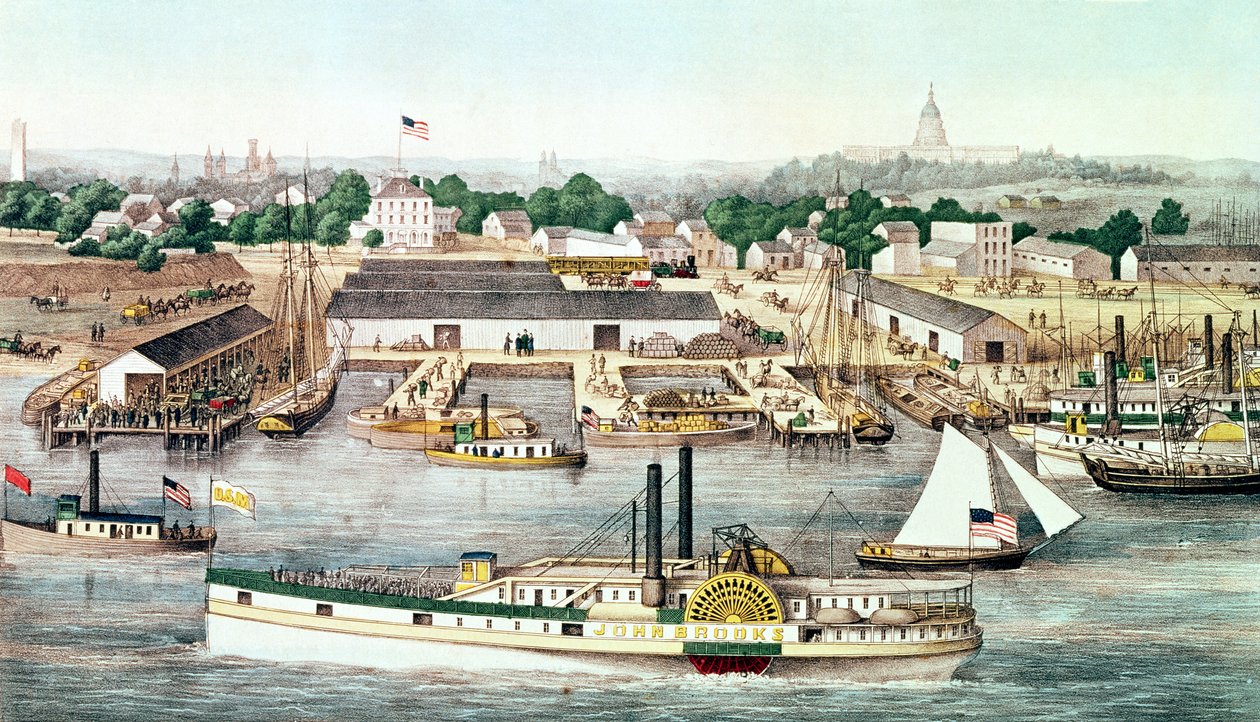 Madártávlat, Sixth Street Wharf, Washington D.C, Charles Magnus, 1863 alkotó: American School