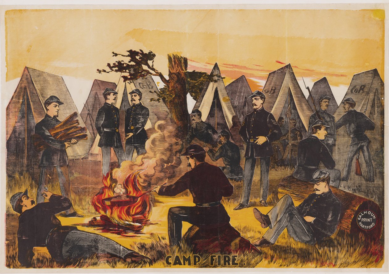 Tábortűz, kocsma. C. 1865 alkotó: American School