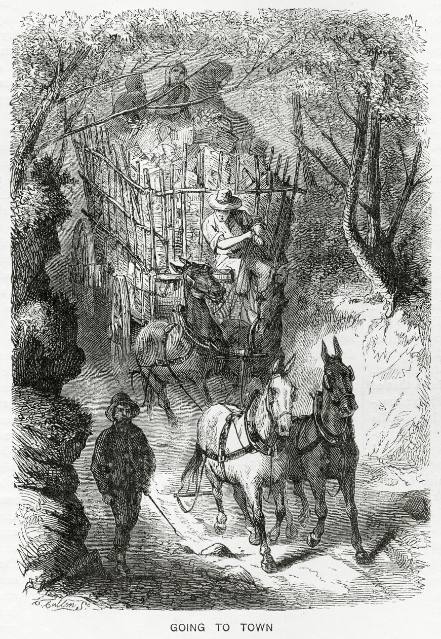 Going to Town, illusztráció az A Community of Outcasts című filmhez, az Appletons Journalból, 1872. március 23. alkotó: American School