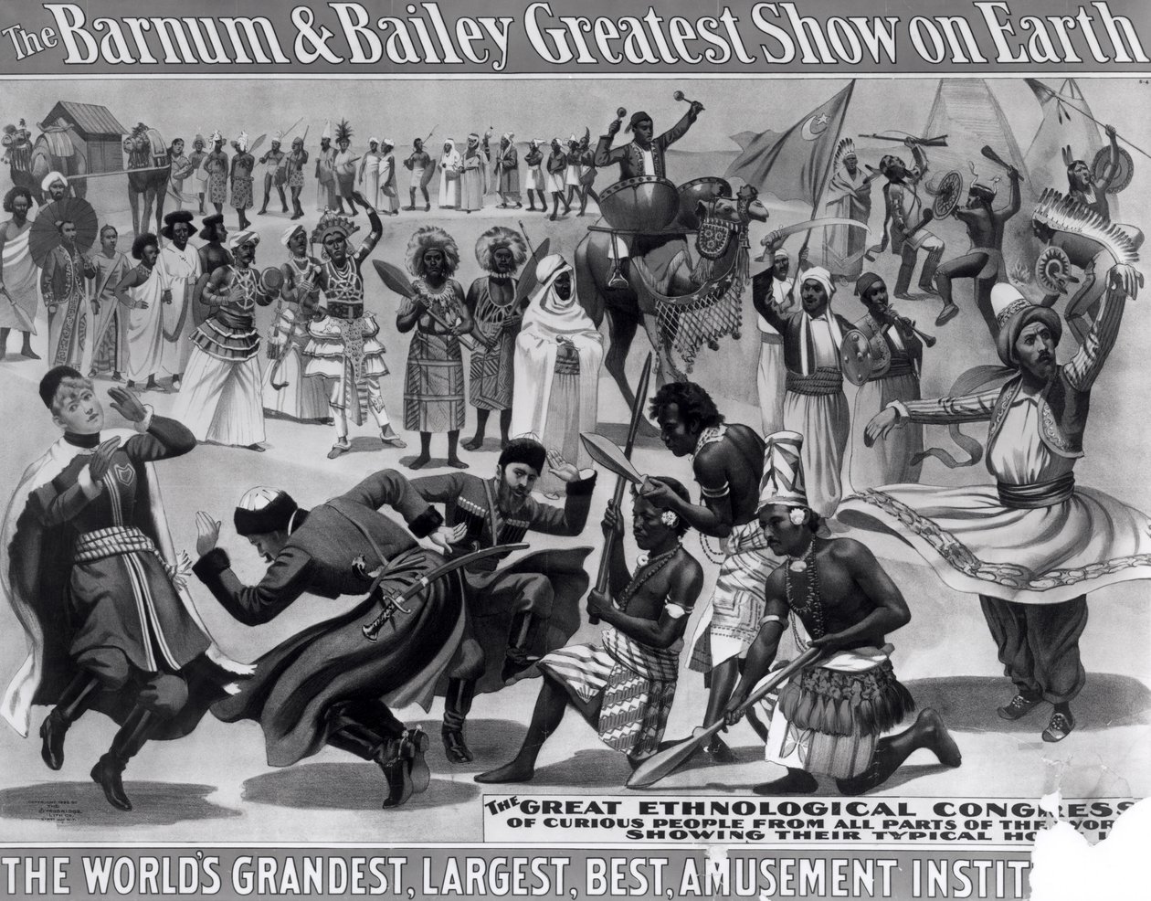 Plakátreklám, „The Barnum and Bailey Greatest Show on Earth, a világ legnagyobb, legnagyobb, legjobb szórakoztató intézménye”, 1895 körül alkotó: American School