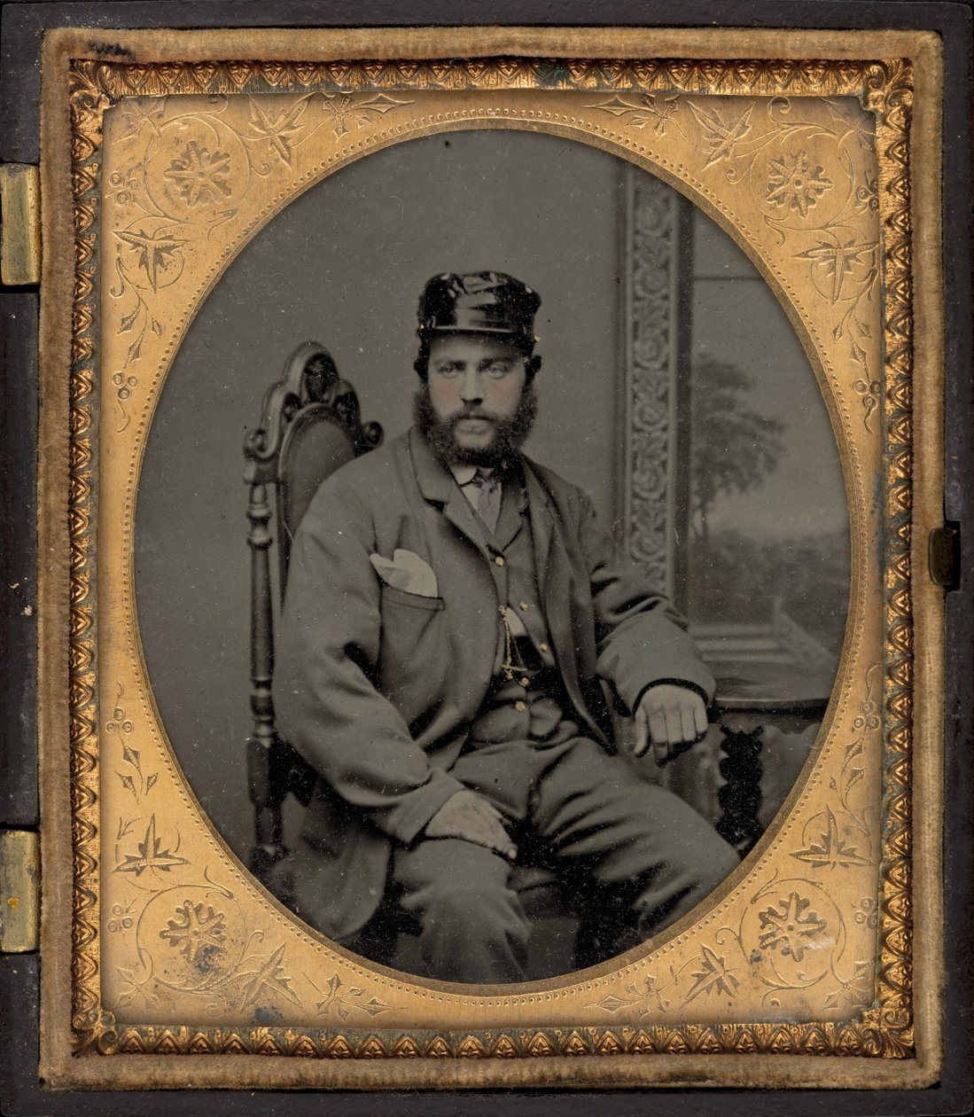Egy katona portréja alkotó: American 19th Century