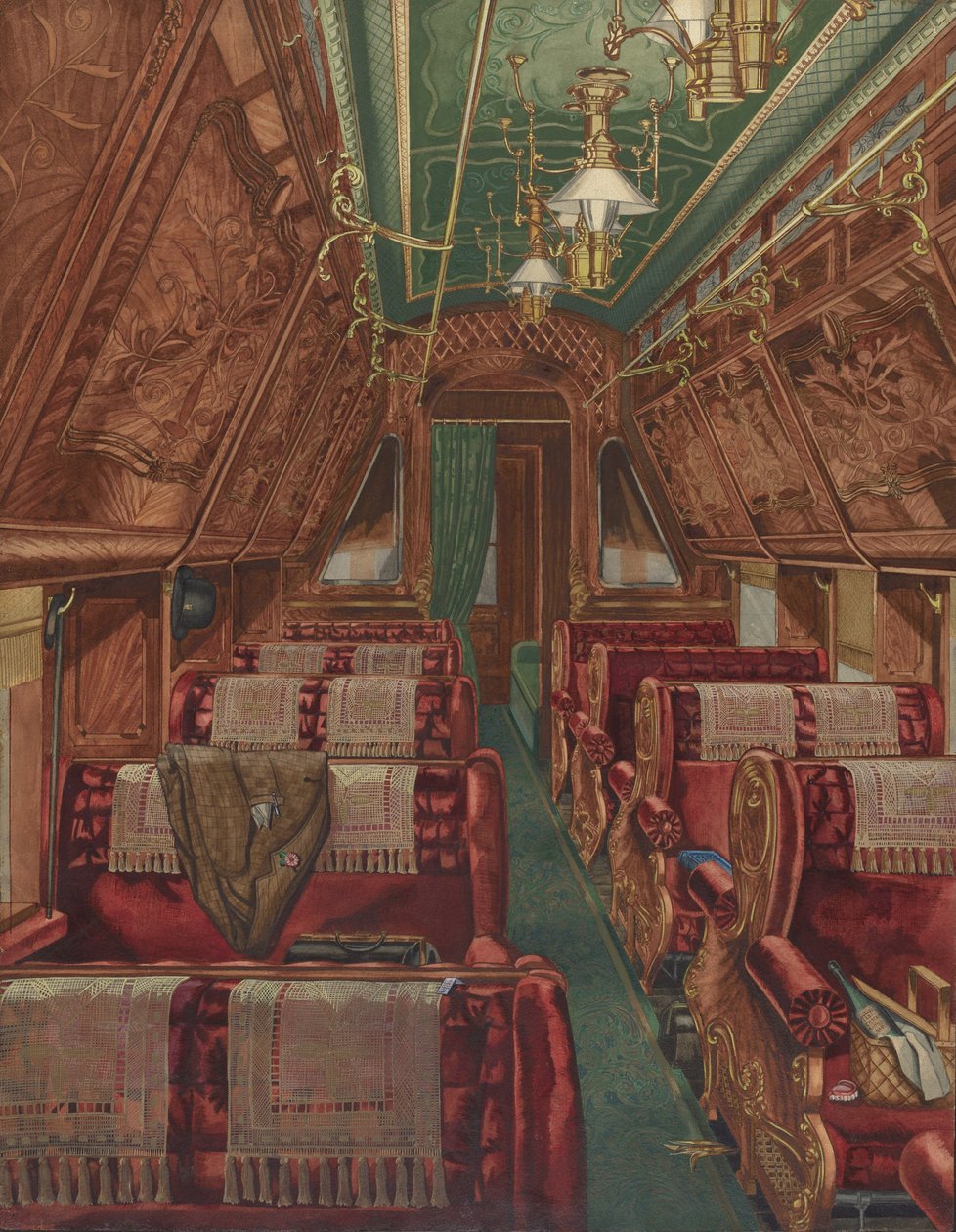 A Pullman Coach belseje, 1888 alkotó: American 20th Century