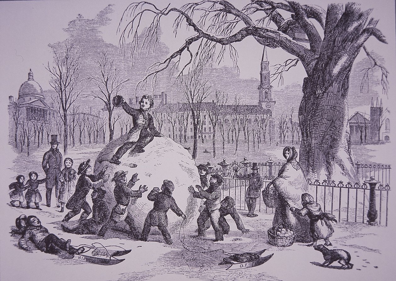 Karácsonyi hógolyó, jelenet a Boston Commonon alkotó: American School