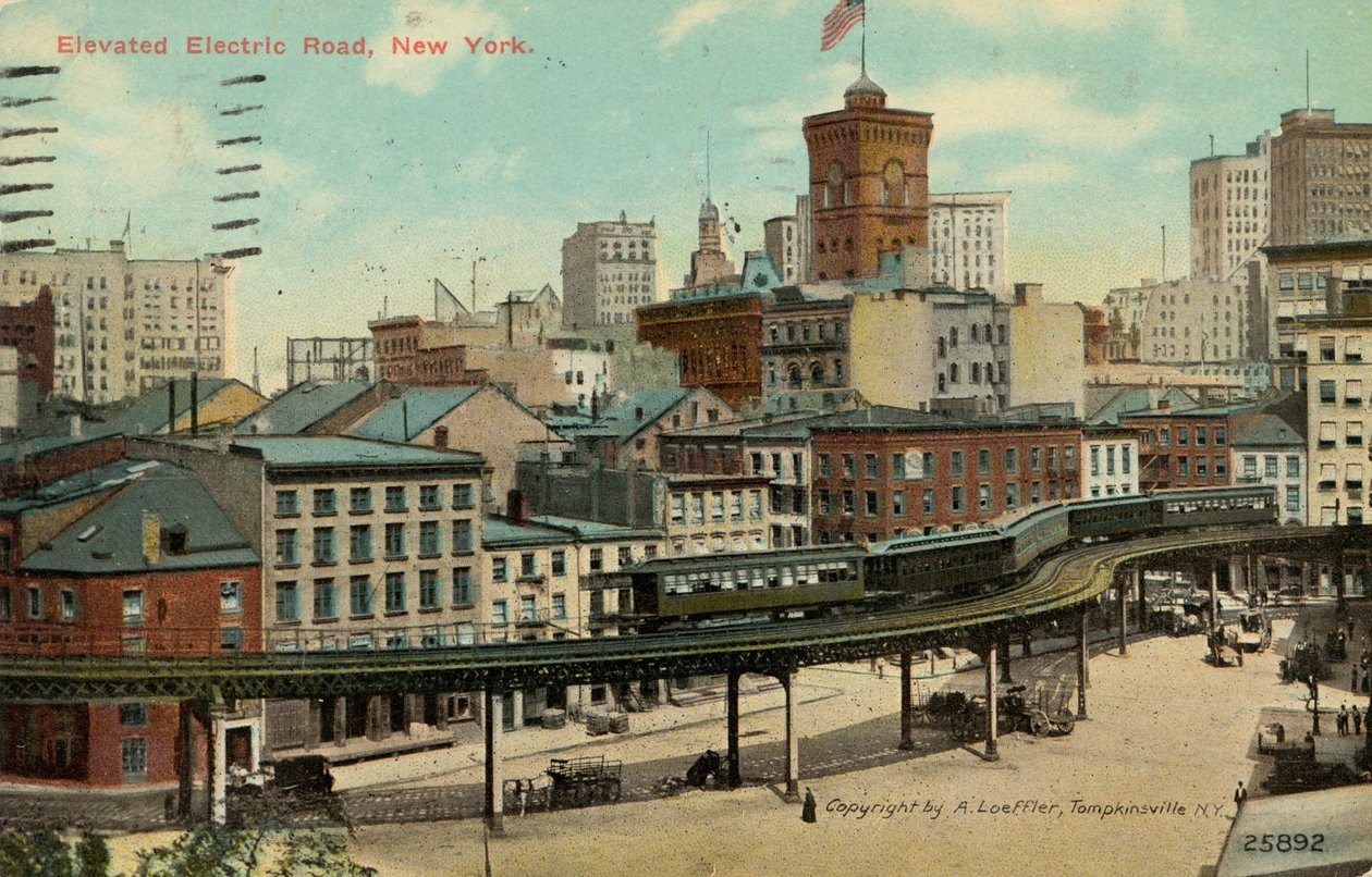 Elevated Electric Road, New York, 1900 körül alkotó: American School