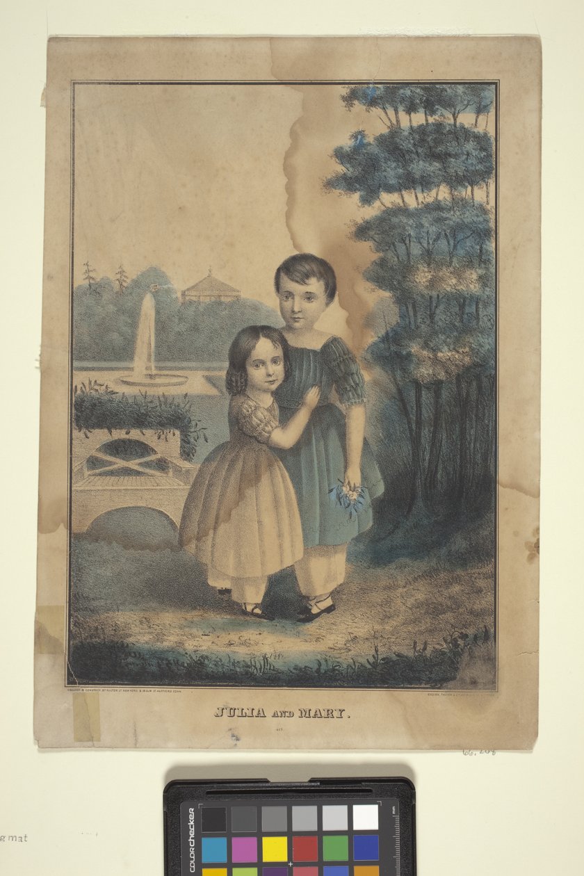 Julia és Mary (kézzel színezett litográfia) alkotó: American School