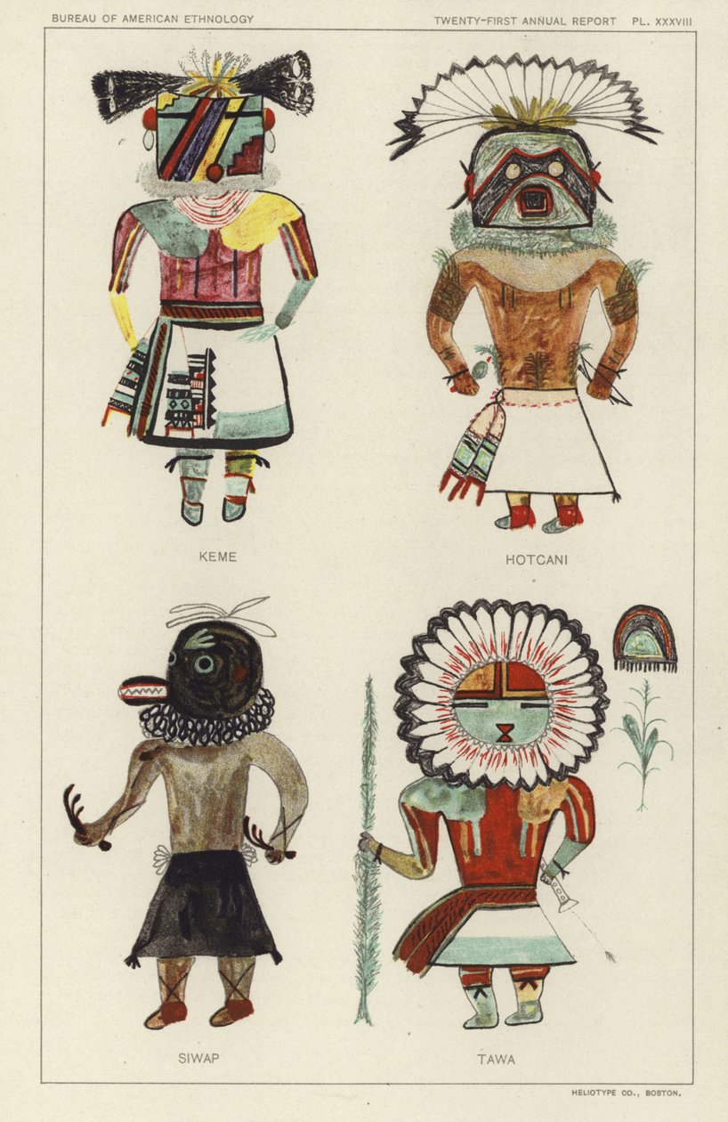 Keme, Hotcani, Siwap, Tawa (színes litográfia) alkotó: American School
