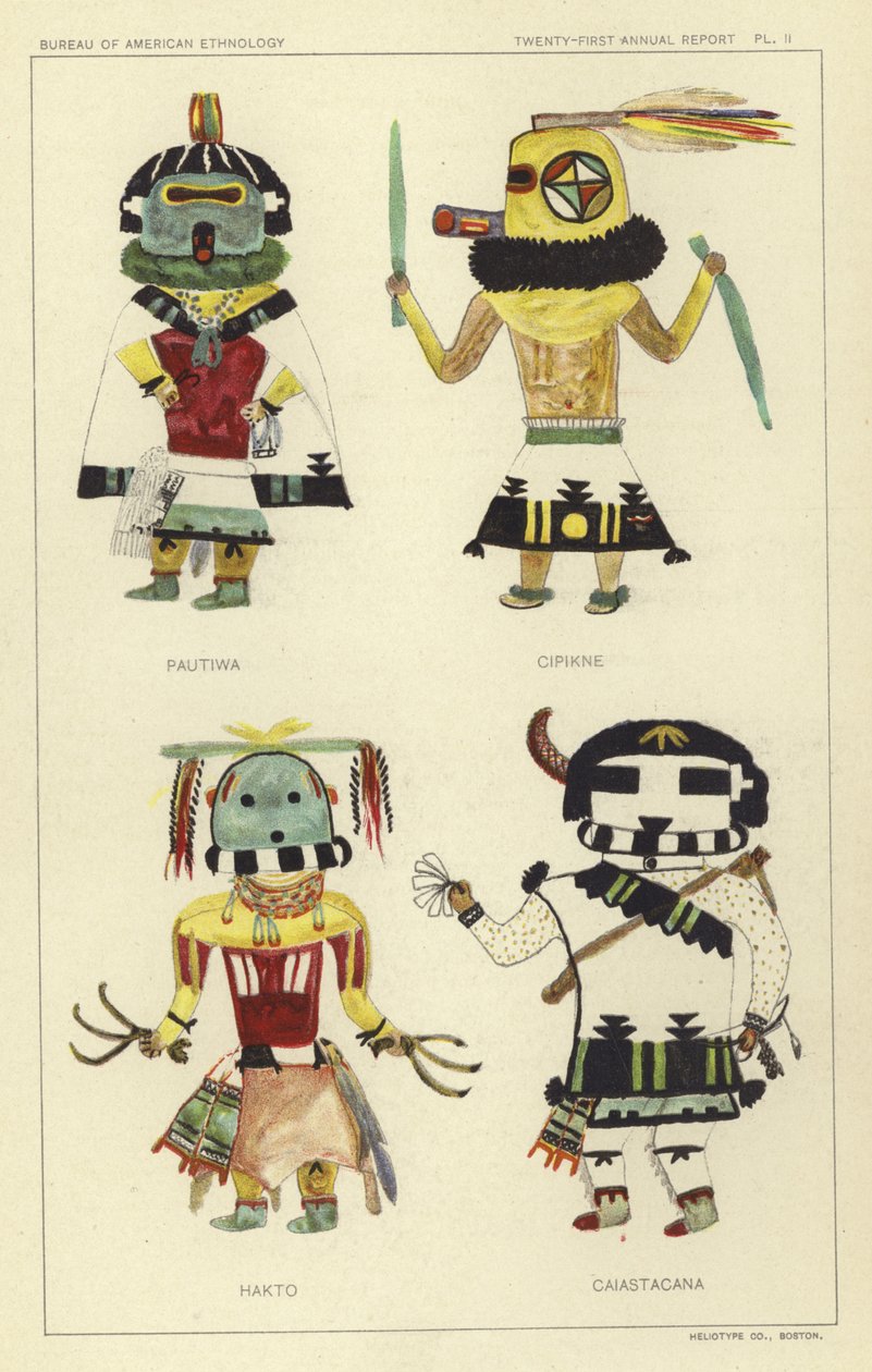 Pautiwa, Cipikne, Hakto, Caiastacana (színes litográfia) alkotó: American School