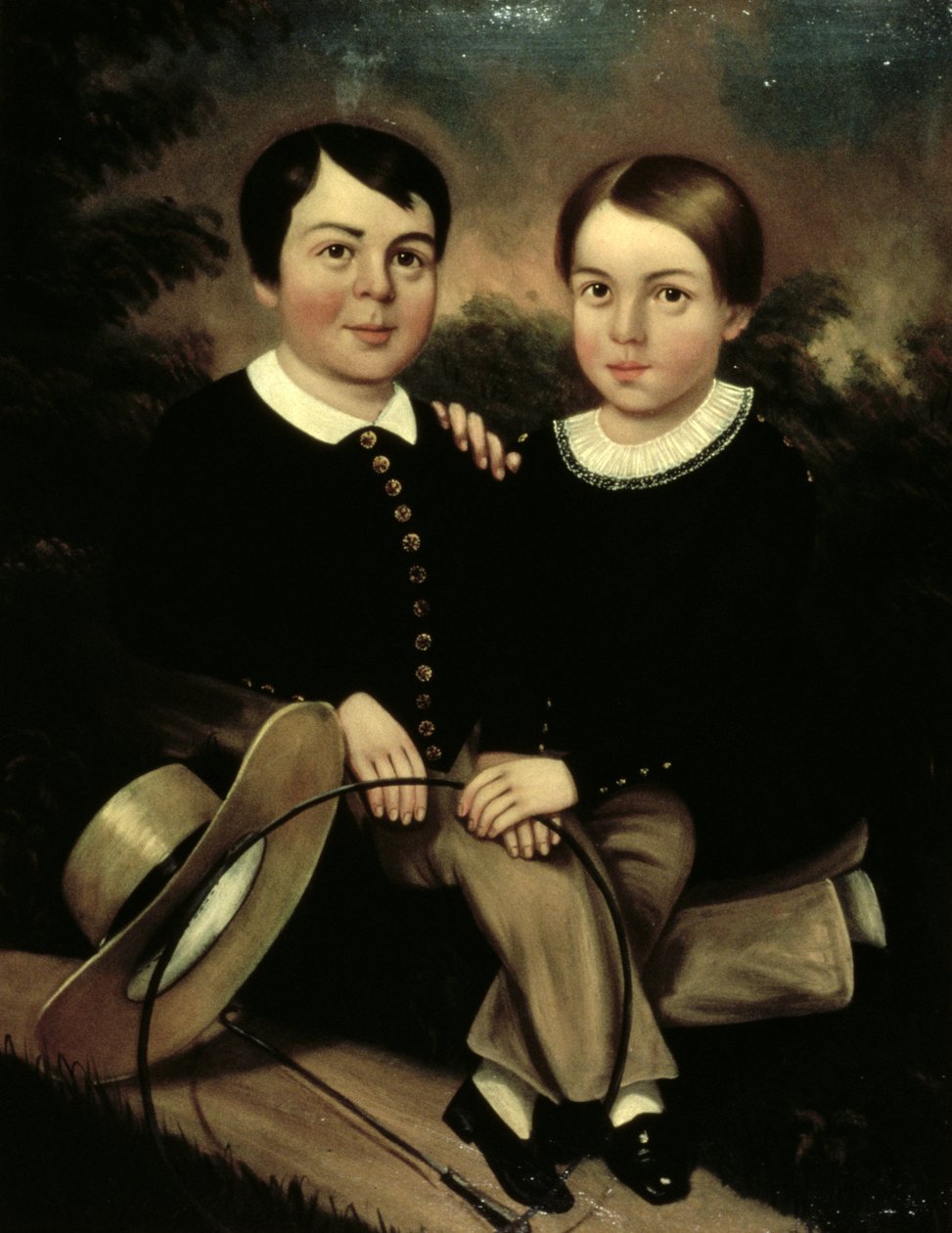 Két gyermek portréja alkotó: American School