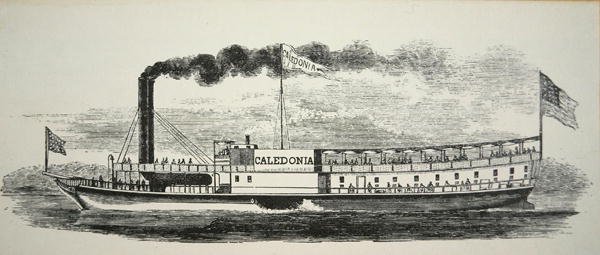 A Mississippi oldalkerekes „Caledonia”, 1830 körül (metszet) alkotó: American School