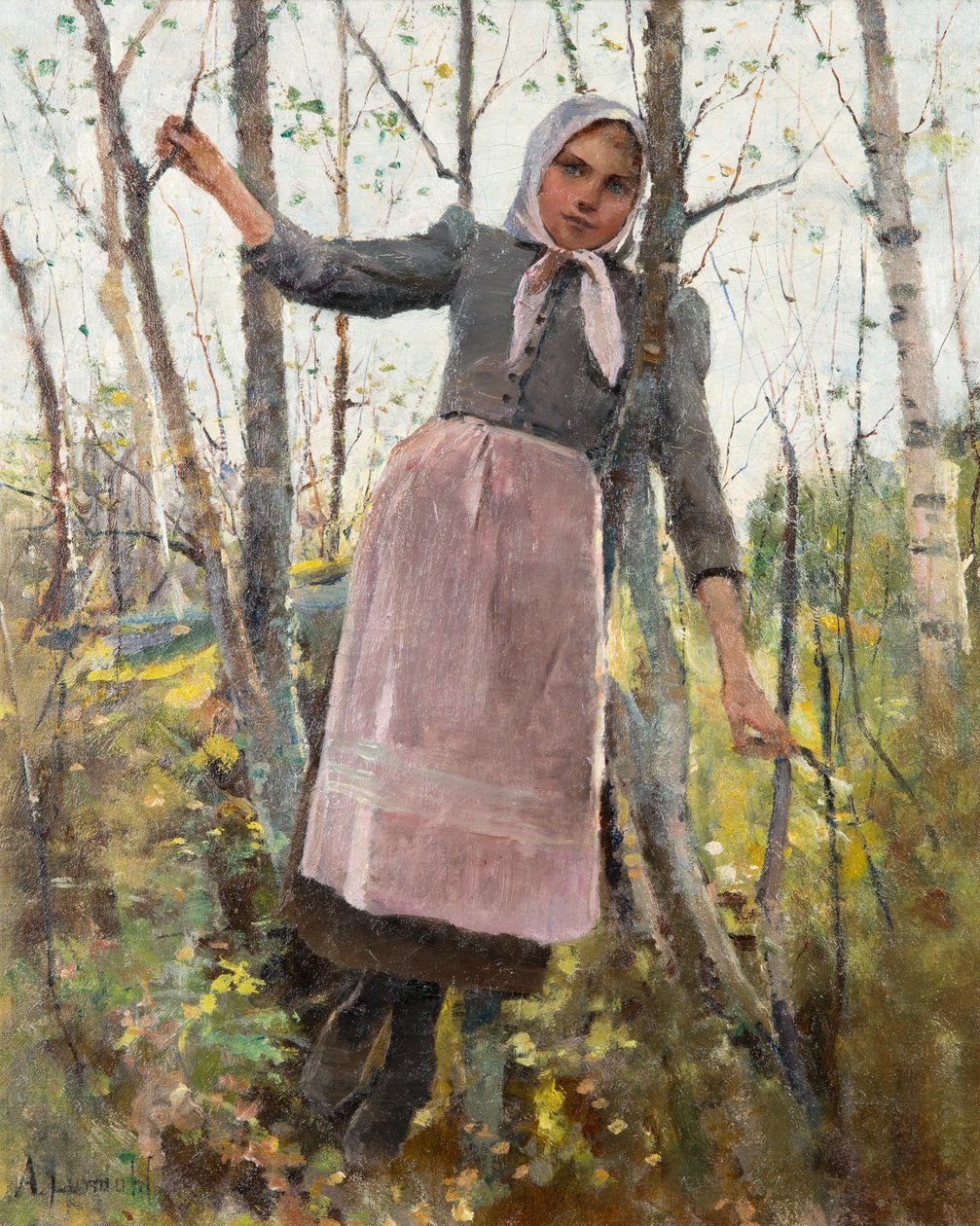 Tavasz; Lány a nyírfaerdőben alkotó: Amélie Lundahl