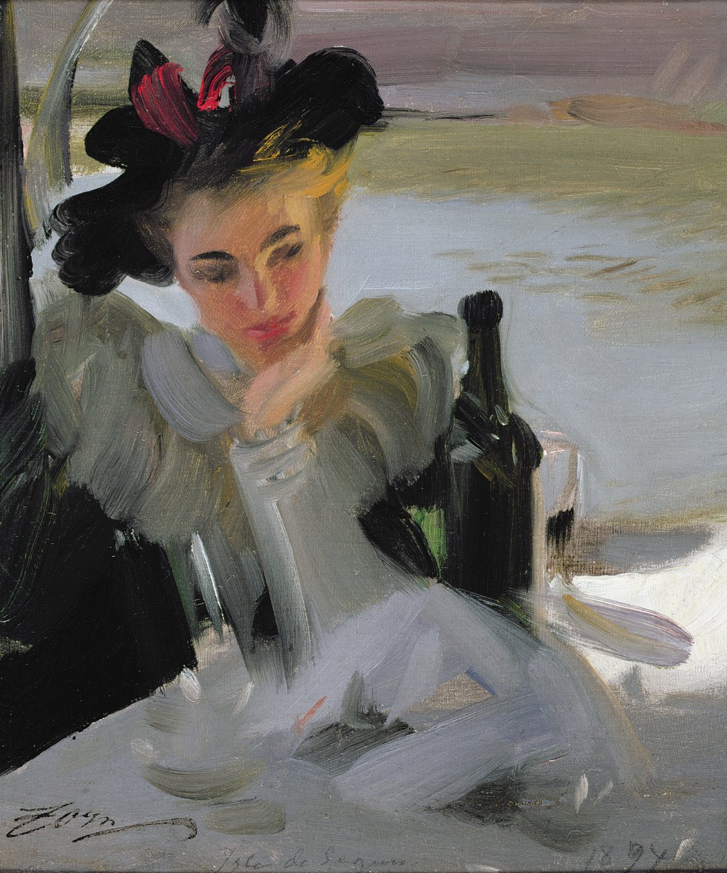 Dam Vid Cafe, 1894 (olaj, vászon, táblára szerelve) alkotó: Anders Leonard Zorn