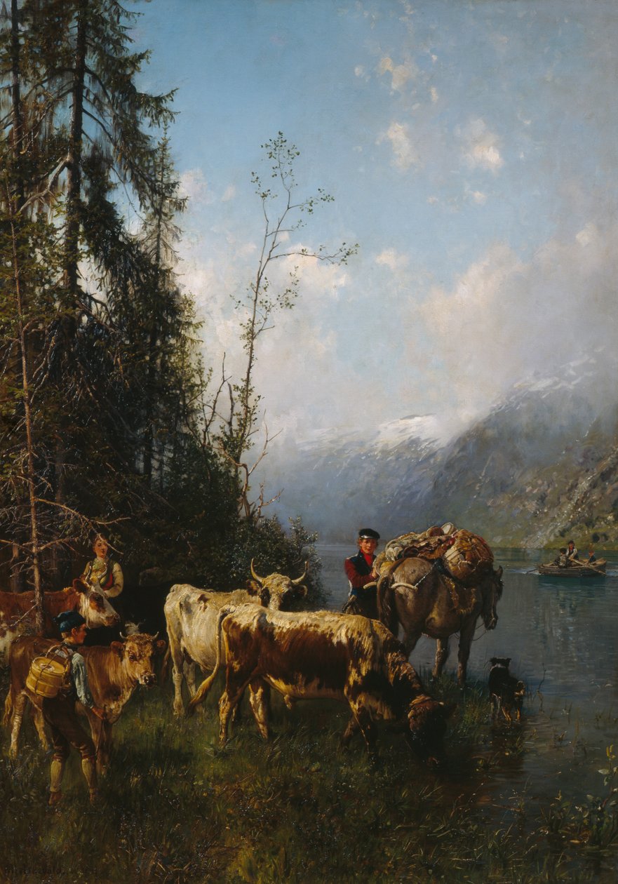 Fjord táj tehenekkel alkotó: Anders Askevold