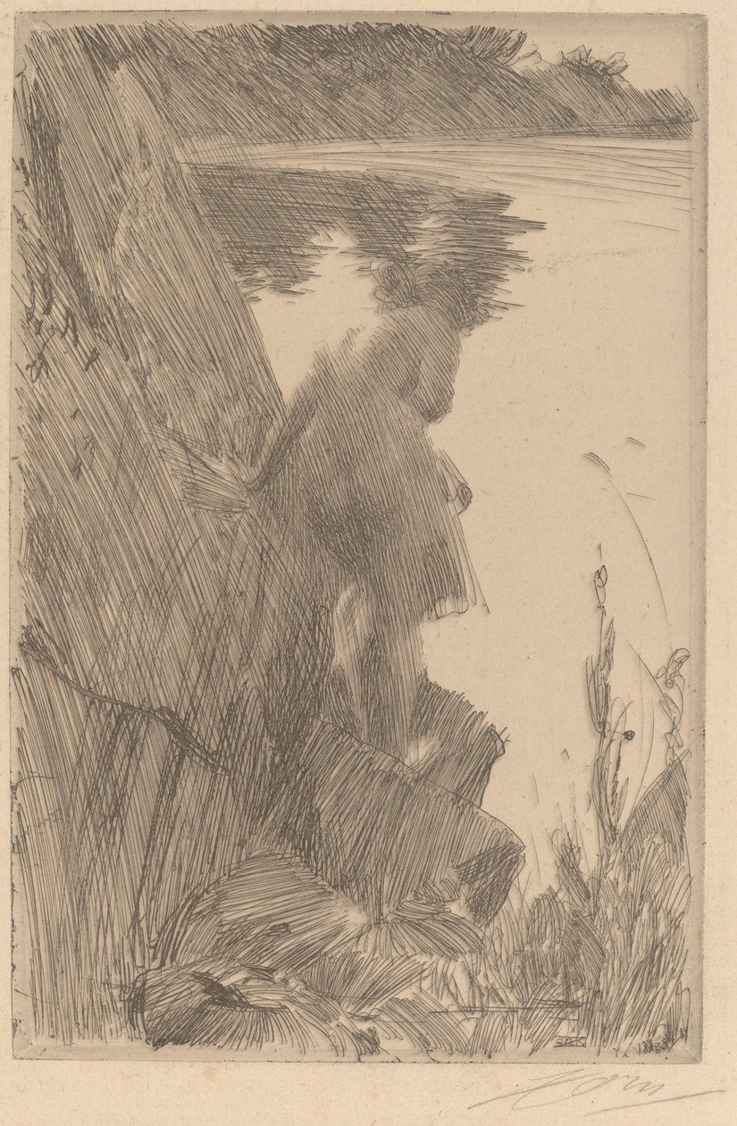 Fürdő III (hátfürdőző) alkotó: Anders Leonard Zorn