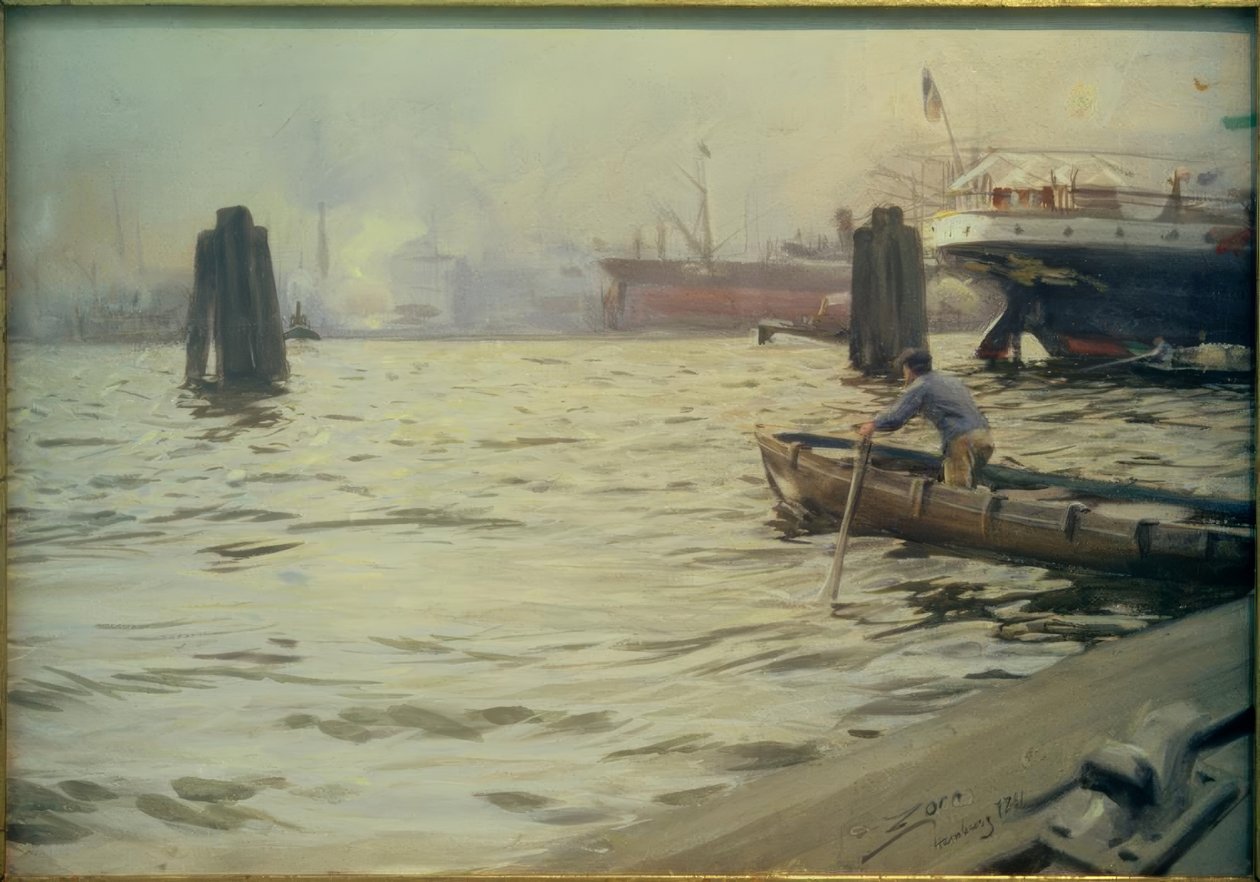 Hamburg kikötője alkotó: Anders Leonard Zorn
