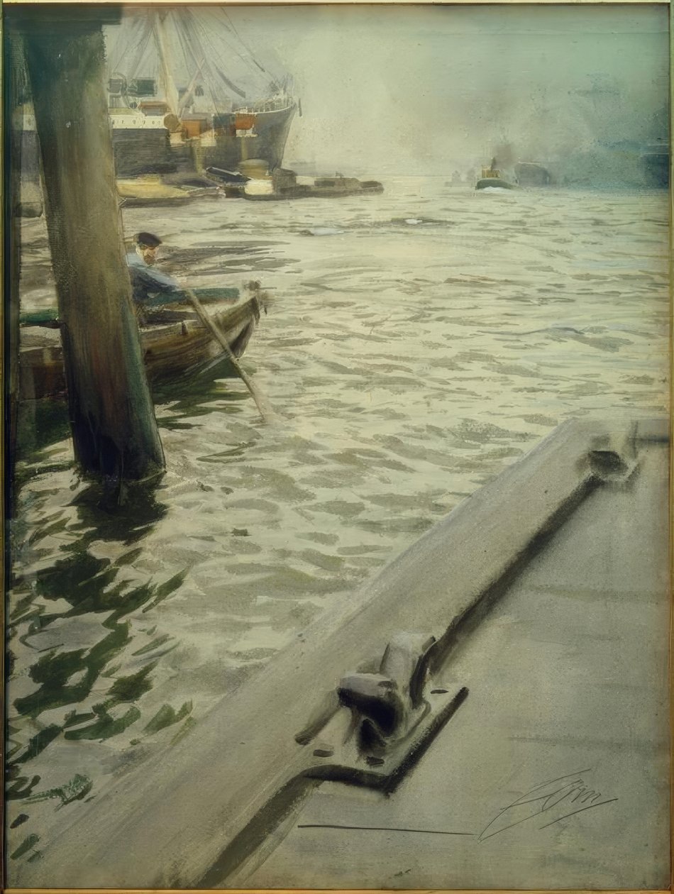 Hamburg kikötőjében alkotó: Anders Leonard Zorn